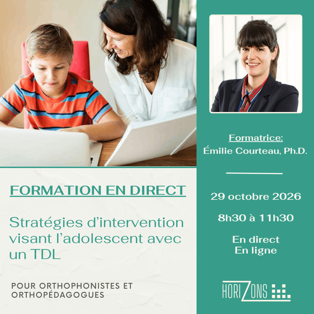 Formation Stratégies d’intervention visant l’adolescent avec un TDL